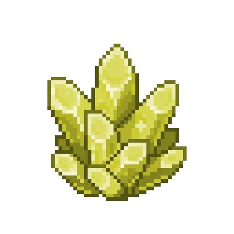An 8 Bit Retro Styled Pixel Art Illustration Of A Yellow Crystal