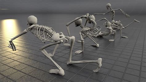 Artstation Skeleton Poses Pack Low Poly 3d Model Game Assets