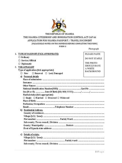 Uganda Passport Application Form G Passport Nationality Law