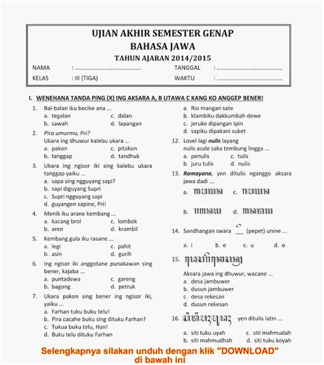 Soal Nulis Aksara Jawa Kelas Riset
