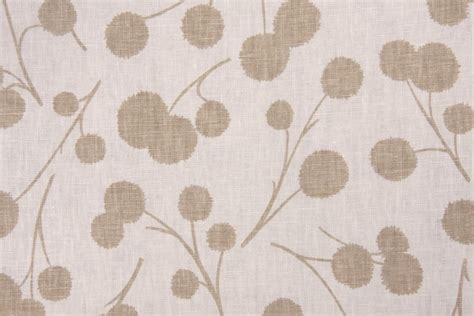 05 Yards Burnet Printed Linen Drapery Fabric In Taupe Linen Drapery