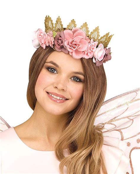 Glittering Fairy Crown With Flowers Rose Gold Horror