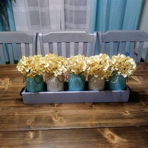 There are two things that determine the height of a mason jar: 5 Quart Mason Jar Centerpiece, Farmhouse Table Decor ...