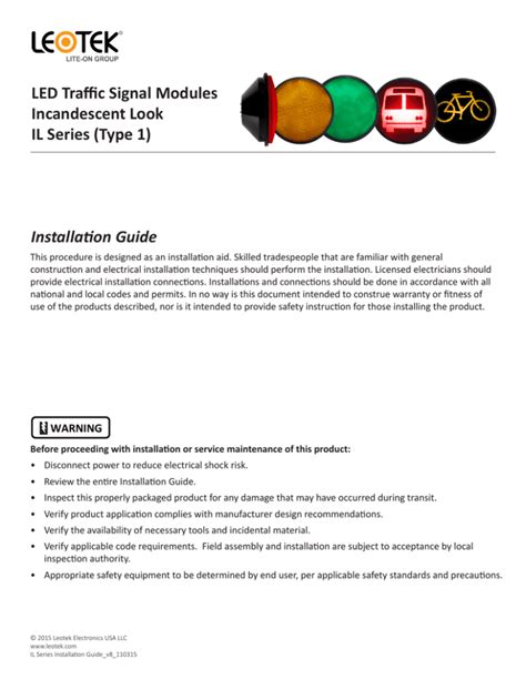 Installation Guide Led Traffic Signal Modules Incandescent Look Il