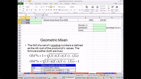 Excel Statistics Means Weighted Trimmed From Grouped Data Geometric Mean Youtube