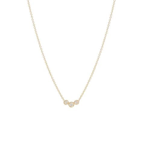 14k Gold 3 Graduated Curved Diamond Bezel Necklace Specifics• 14k Cable