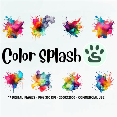 10 Color Splash Clipart Colorful Design Png Cute Colorful Etsy