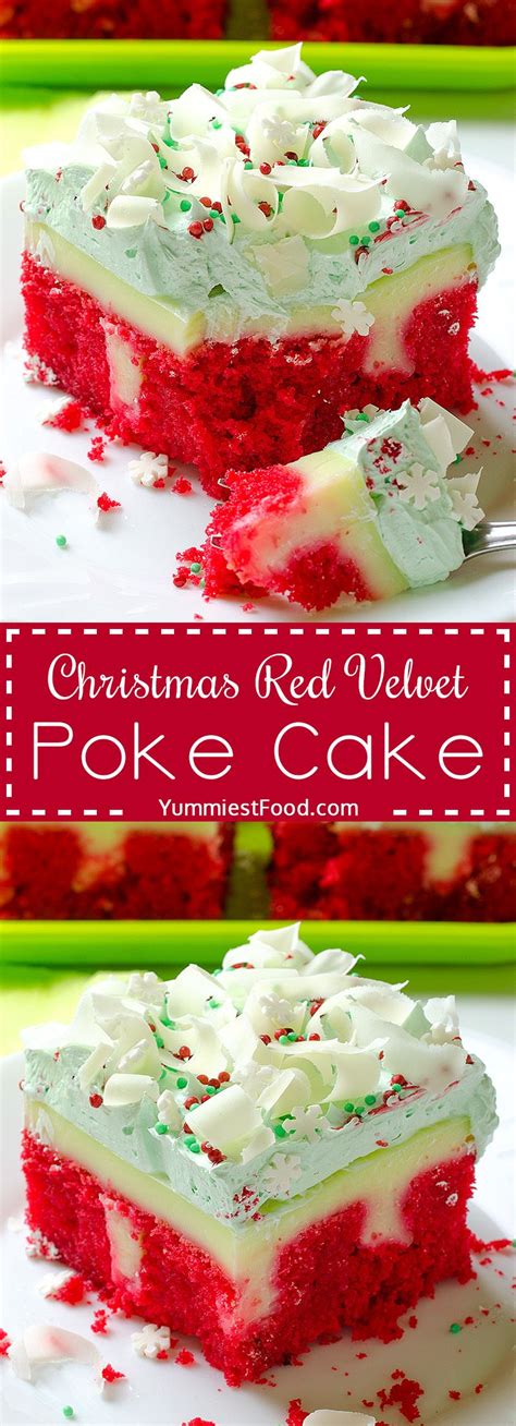 Then poke big holes across entire surface of the cake using the rounded end of the wooden spoon. Christmas Red Velvet Poke Cake | Recipe | Red velvet poke ...