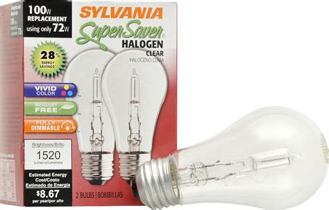 Sylvania Halogen Clear Lamp A19 Medium Base 120v Light Bulb 72w