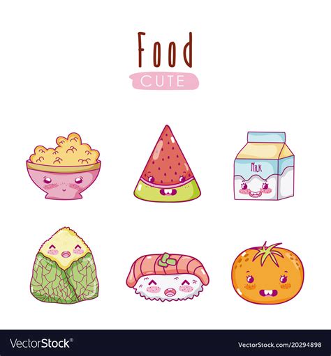 Cute Food Kawaii Cartoons Royalty Free Vector Image Sexiz Pix
