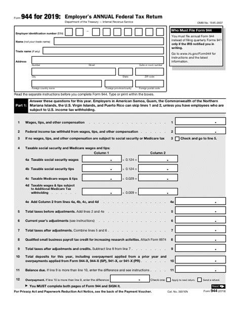 Irs Form 944 2019 Fill Out Sign Online And Download Fillable Pdf