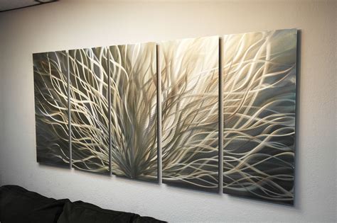 Radiance Gold Silver 36x79 Metal Wall Art Abstract