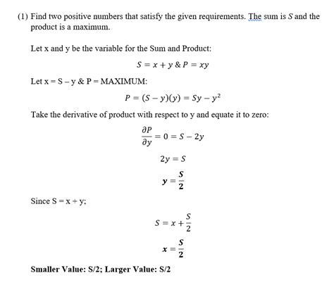 [solved] 1 find two positive numbers that satisfy the given requirements course hero