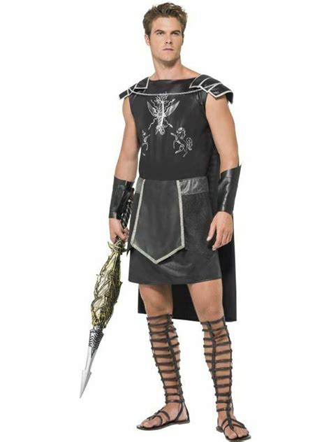 adult roman spartan costume male centurion dark gladiator warrior fancy dress fancy dress vip