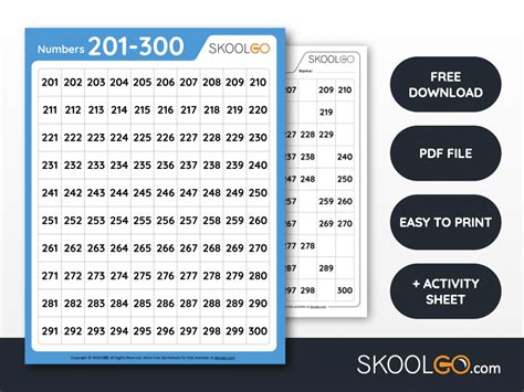 Numbers 201 To 300 Free Worksheet For Kids Skoolgo