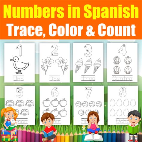 Spanish Numbers 1 10 For K And Prek Kids To Color Trace And Count Number