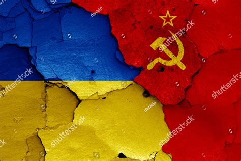 Flags Of Ukraine And Soviet Union The Flag Of The Ussr Painted On A