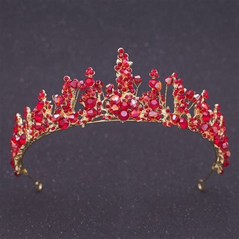 Greek Ruby Crystal Gold Alloy Prom Homecoming Tiara Crown