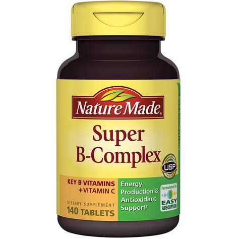 B1, b2, b3, b5, b6, b7, b9, and b12. Nature Made Super B-Complex with Vitamin C Tablets, 140 ...