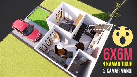 Rumah ukuran 7×9 dengan 2 lantai tentu sangat menyenangkan untuk keluarga kecil anda. DESIGN RUMAH KECIL 6x6 METER, 2 LANTAI 4 KAMAR TIDUR & 2 ...