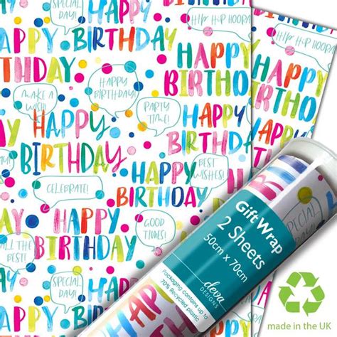 Happy Birthday T Wrap Sheets Ocado
