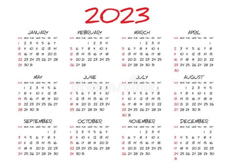 Calendario De 2023 Años Aislado En El Vector Blanco Del Fondo