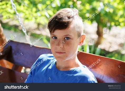 Closeup Portrait Handsome Teen Boy Outdoors Stock Photo 299329142