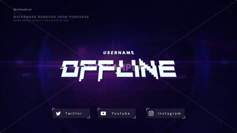 Purple Offline Banner For Twitch With Glitch Text Glitch Text