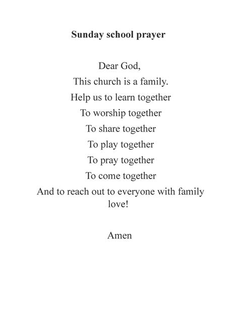 Sunday School Prayers Prayer For Kids Bsed English Nvsu Studocu