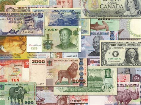 Foreign Money Collage Background Bank Notes From Different Countries
