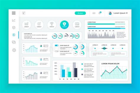 Dashboard Admin Panel Vector Design Template With Infographic Elements