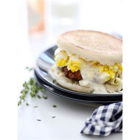 Chorizo Sausage Egg Breakfast Sandwich With Gravy And Cheddar Cheese By
