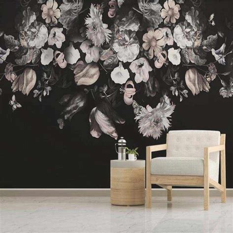 Black And White Floral Wallpaper Wall Wallpaper Designs For Walls