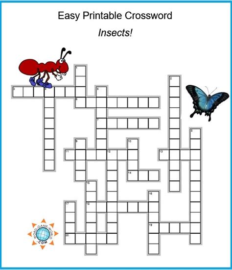 Fun Easy Printable Crossword All About Insects