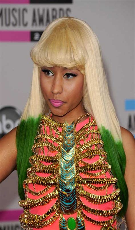 Nicki Minaj Medium Straight Cut With Bangs Celebrities Style