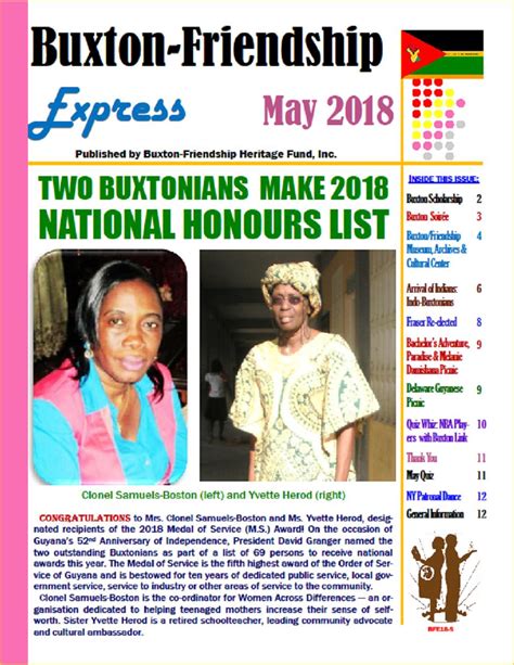 Buxton Friendship Express News Magazine May 2018 Guyanese Online