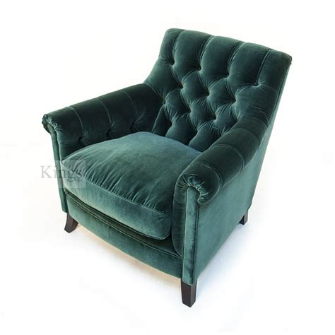 Stunning Deep Green Velvet Buttoned Club Chair From Tetrad Upholstery