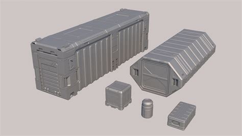 Sci Fi Container Set 3d Model By 3dmode