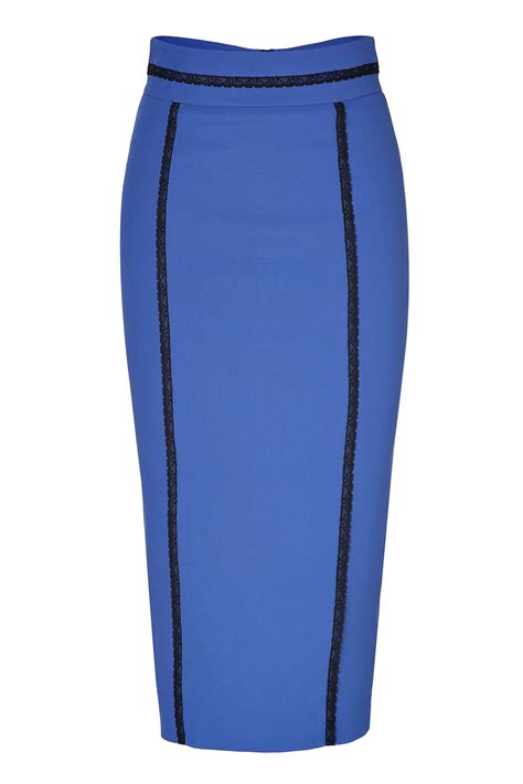 Lyst Lwren Scott High Waisted Pencil Skirt With Lace Trim In Blue