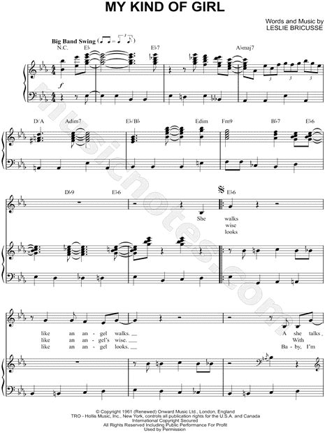 Michael Bublé My Kind Of Girl Sheet Music In Eb Major Transposable