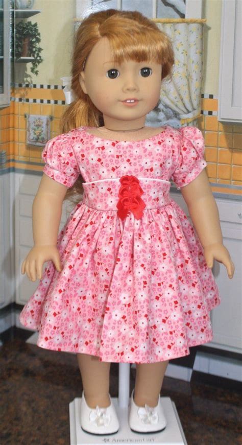 Clearance American Girl Style 1950s Dress In Pink And Red Etsy Doll