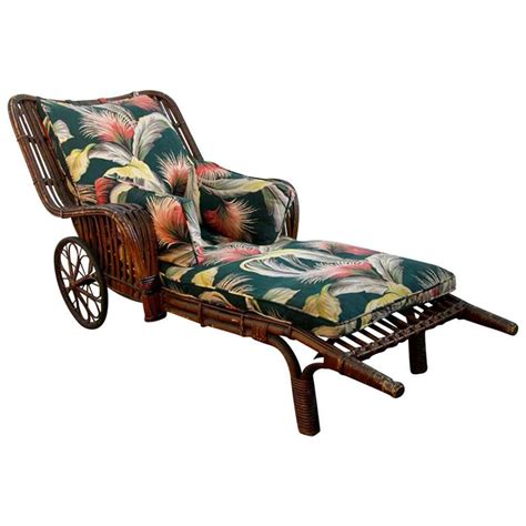 Check spelling or type a new query. Antique Stick Wicker Chaise Lounge Chair with Barkcloth ...