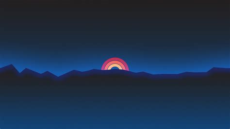 2048x1152 Minimalism Neon Rainbow Sunset Retro Style 2048x1152