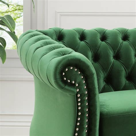 Westminster Chesterfield Velvet Club Chair Emerald In Emeralddark