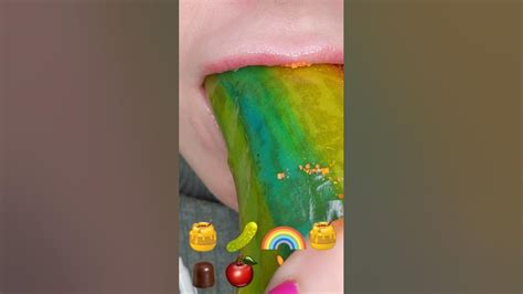 asmr satisfying eating tasty emoji food 🥒🍯🌈 emojichallenge emojifood asmrsounds youtube