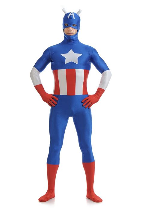 2018 Adult Captain America Costume Superhero Movie Zentai Suit Cosplay Clothing Custom Made