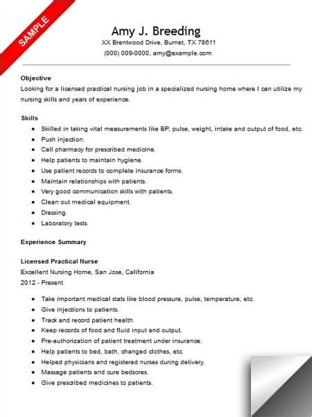 Resume Templates For Licensed Practical Nurse Licensed Practical