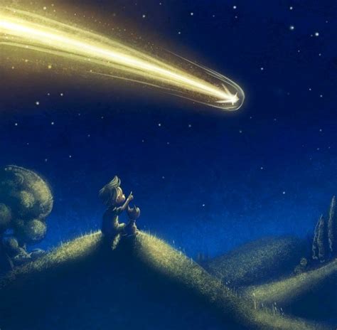 Two Children Are Sitting On A Hill Looking At The Stars