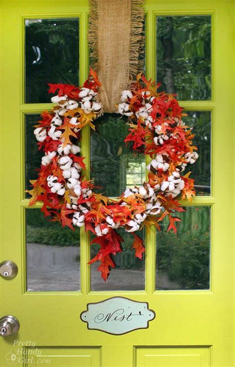 Cotton Fall Wreath And Décor For The Entryway Easy Fall Wreaths Fall