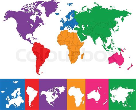 Colorful World Map Stock Vector Colourbox